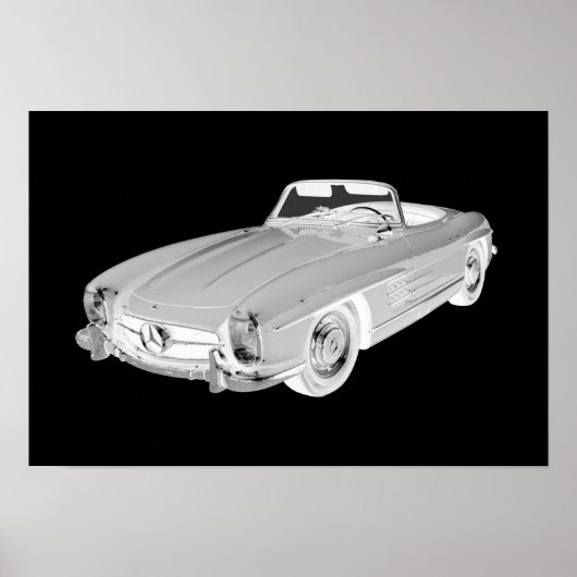 Mercedes Benz 300 SL Convertible Car Art Poster (Vorne)