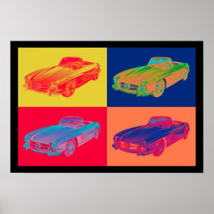 Mercedes Benz 300 SL Convertible Pop Art Poster