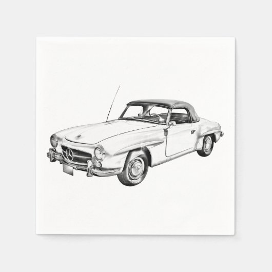 Mercedes Benz 300 sl Illustration Serviette (Vorderseite)