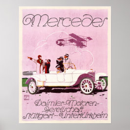 Mercedes Daimler Motor 1914 Altes Werbeplakat Poster