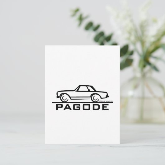 Mercedes SL-Pagode mit Skript Postkarte (Stehend Vorderseite)