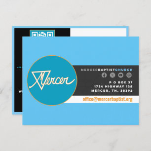 Mercer Baptist Church Einladung Postkarte