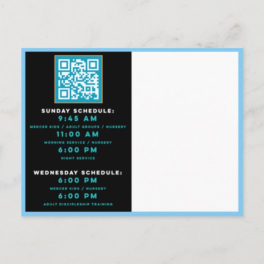 Mercer Baptist Church Einladung Postkarte (Rückseite)
