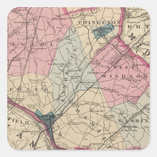 Mercer County, NJ Quadratischer Aufkleber (Vorderseite)