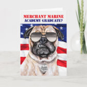Merchant Marine Academy Funny Mops Dog Graduate Karte (Vorderseite)