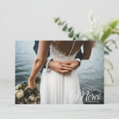 Merci Beacoup Foto Wedding Vielen Dank Dankeskarte (Stehend Vorderseite)
