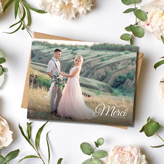 Merci Beacoup French Foto Wedding Postkarte
