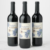 Merci Beaucoup Blue Blume Bee Danke Custom Weinetikett (Flaschen)