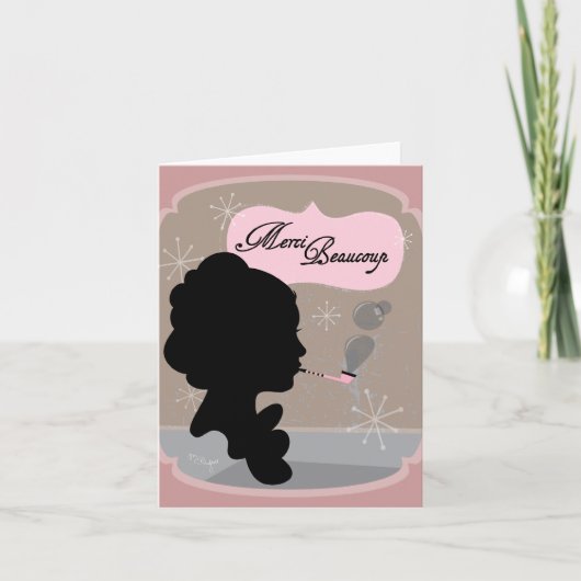 Merci Beaucoup Cameo Design - Note Card Dankeskarte (Vorderseite)