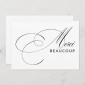 Merci Beaucoup Elegant Calligraphy Vielen Dank Dankeskarte (Vorne/Hinten)