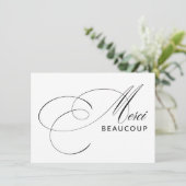Merci Beaucoup Elegant Calligraphy Vielen Dank Dankeskarte (Stehend Vorderseite)
