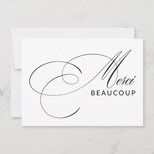 Merci Beaucoup Elegant Calligraphy Vielen Dank Dankeskarte (Vorderseite)