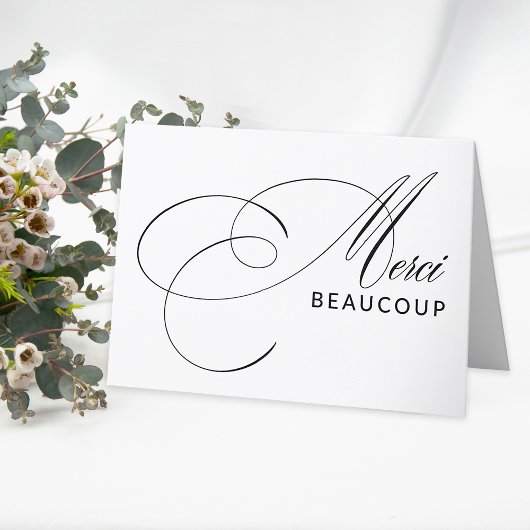 Merci Beaucoup Elegant Calligraphy Vielen Dank Dankeskarte