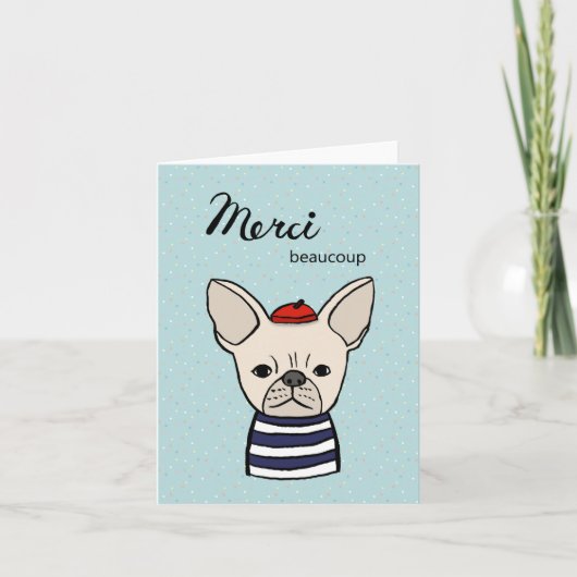 Merci Beaucoup French Bulldog Vielen Dank Karte (Vorderseite)