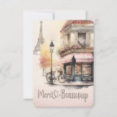 Merci Beaucoup Paris French Cafe Baby Shower Dankeskarte (Vorderseite)