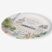 Merci Beaucoup | Pariser Aquarellgarten Pappteller (Schrägansicht)