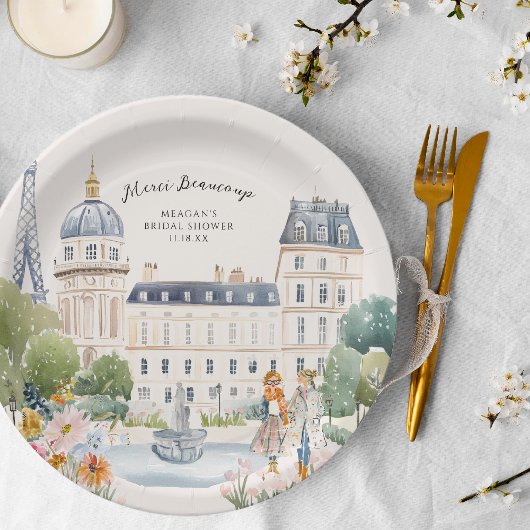 Merci Beaucoup | Pariser Aquarellgarten Pappteller