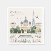 Merci Beaucoup | Pariser Aquarellgarten Serviette (Vorderseite)