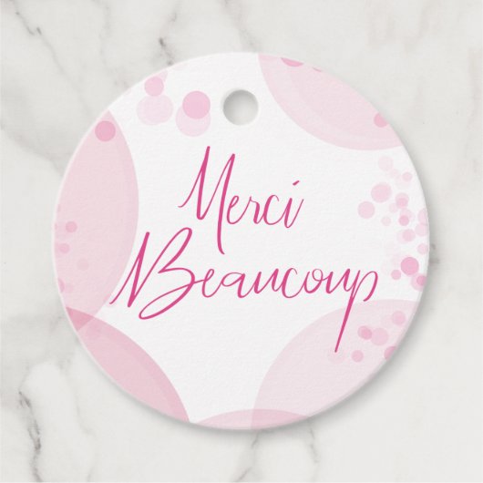 Merci Beaucoup Pink und White Bokeh Vielen Dank Geschenkanhänger (Vorderseite)