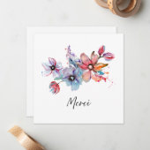 Merci Floral Card Mitteilungskarte (Vorderseite/Rückseite Beispiel)