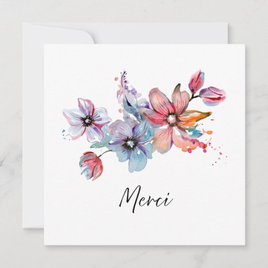 Merci Floral Card Mitteilungskarte (Vorderseite)