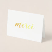 Merci Französisch Danke Brushstroke Script Gold Folienkarte (Vorderseite)