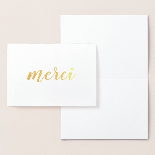 Merci Französisch Danke Brushstroke Script Gold Folienkarte (Anzeige)