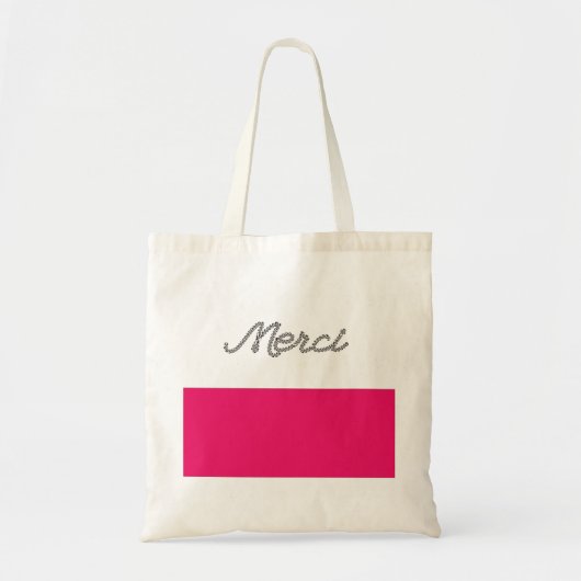 Merci französisches Wort danken Ihnen die rosa Tragetasche (Vorne)