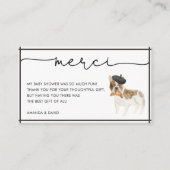 Merci French Bulldog Babydusche Danke Begleitkarte (Vorderseite)