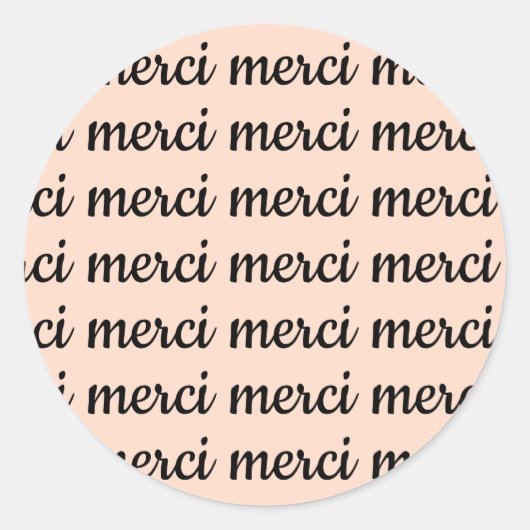 Merci French Danke Retro Pink Black Script Runder Aufkleber (Vorderseite)