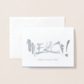 Merci french danke silber folienkarte (Vorderseite mit Umschlag)