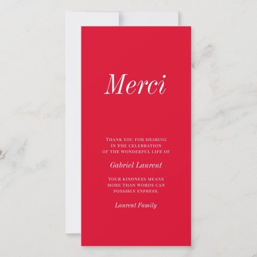Merci French Modern Typografy Memorial Danke (Vorderseite)