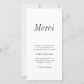 Merci French Modern Typografy Memorial Vielen Dank Dankeskarte (Vorderseite)