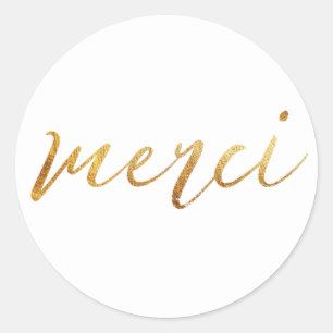 Merci Gold Elegant Vielen Dank Runder Aufkleber