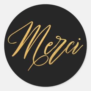 Merci Gold Elegant Vielen Dank Runder Aufkleber