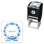 "merci" in Laurel Wreath selbst-färbende Briefmark Permastempel (Beispiel)