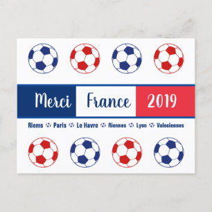 Merci Vielen Dank Frankreich Women's Soccer Balls  Postkarte