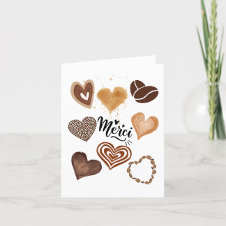Merci Word und Brown Hearts Dankeskarte