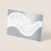 Merck alles Kurven Text Foto Holiday Silver Folienkarte (Vorderseite)