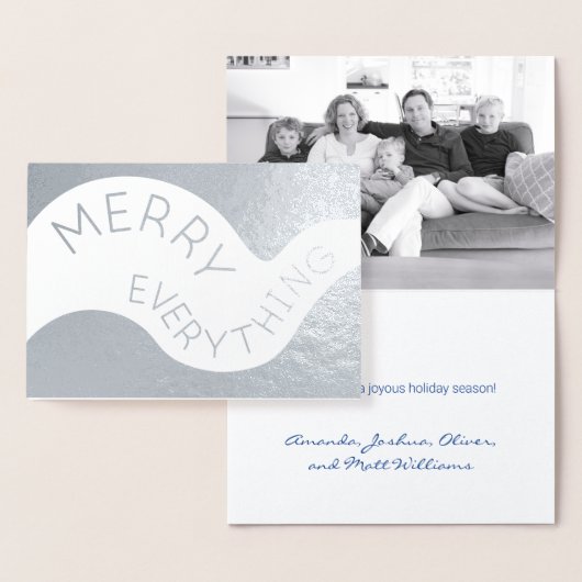 Merck alles Kurven Text Foto Holiday Silver Folienkarte (Anzeige)