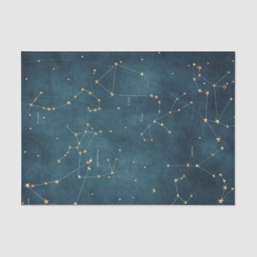 Mercury Blue Konstellation Star Map Perchment Seidenpapier (Vorderseite)