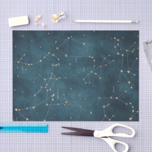 Mercury Blue Konstellation Star Map Perchment Seidenpapier (Handwerk)