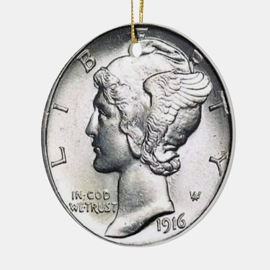 Mercury-Groschen-Geld-Verzierung Keramik Ornament (Links)