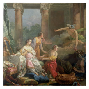 Mercury, Herse und Aglauros, 1763 (Öl auf Fliese