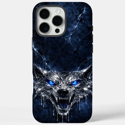 Mercury Wolf Blaue Saphir-Augen Glazial Case-Mate iPhone Hülle (Rückseite)