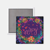 Mercy Lila Fun Floral Inspiration motivierend Magnet (Vorderseite/Rückseite)