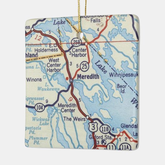 Meredith NH Vintag Map Keramikornament (Links)