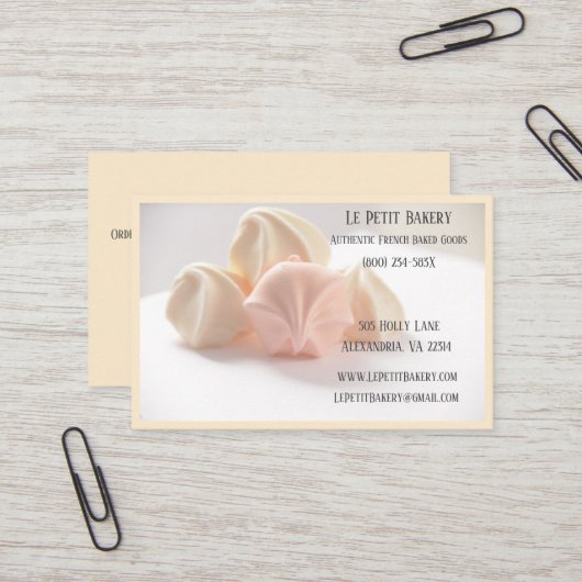 Merengue Bäckerei Bäckerei Konditorei Koch Visitenkarte (Vorderseite/Rückseite Beispiel)