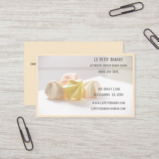 Merengue Bäckerei Bäckerei Konditorei Koch Visitenkarte (Vorderseite/Rückseite Beispiel)