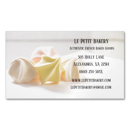 Merengue Food Pastry Koch Bäckerei Magnetische Visitenkarte (Vorderseite)